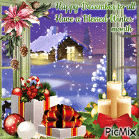 Happy December to all. Have a Blessed Winter month - GIF animado grátis