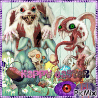 Scary Easter Bunny - Free animated GIF