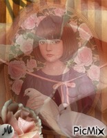 Palomas y rosas animasyonlu GIF
