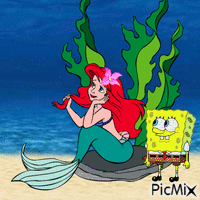 Spongebob and Ariel (5) animasyonlu GIF