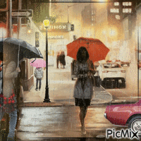 Ein regnerischer Tag in der Stadt animowany gif