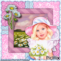 ♦Girl holding Daisies♦ animovaný GIF