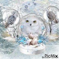 winter owl animovaný GIF