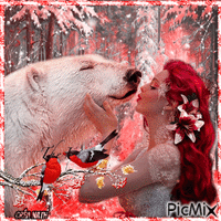 Femme et ours 动画 GIF