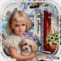 Kleines Mädchen mit Haustier - Безплатен анимиран GIF