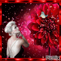 Woman-female-red-flowers