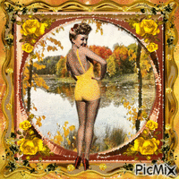 Betty Grable, Actrice, Chanteuse, Danseuse américaine -1943 - Bezmaksas animēts GIF