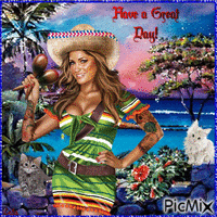 Have a great day. Mexico lady animovaný GIF