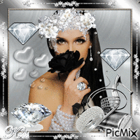 Femme aux diamants - GIF animé gratuit