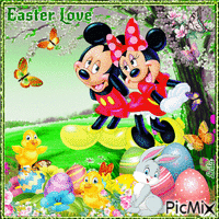Easter Love. Disney. Mickey and Minnie - 無料のアニメーション GIF