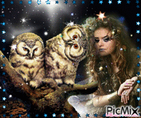 LADY OWL GIF animé
