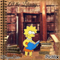 Lisa Simpson at the Library - Zdarma animovaný GIF