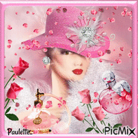 femme et parfum rose