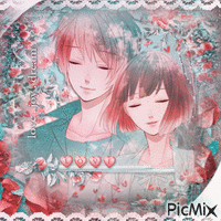 Anime couple love - Безплатен анимиран GIF