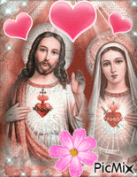 Jesús y María Brillando - GIF animate gratis