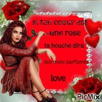 rose rouge et mots - Darmowy animowany GIF