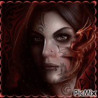 crâne gothic ton rouge et noir - GIF animado gratis