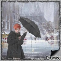 Paris sous la pluie par BBM GIF animé