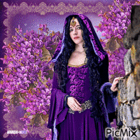 Violet-purple-Woman-flowers Animated GIF