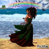 La femme et la mer !!! - Free animated GIF