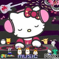 Hello Kitty DJ geanimeerde GIF