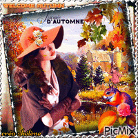 concours :  Femme avec chapeau en automne - Nemokamas animacinis gif