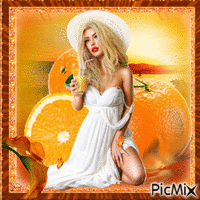 Portrait of a fantasy woman - Orange tones - GIF เคลื่อนไหวฟรี
