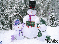 Snowman Trio Lawn Display GIF animé