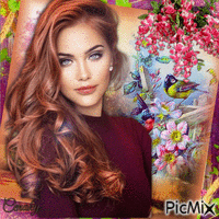 Portrait d'une beauté rousse - Free animated GIF