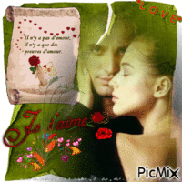 Un couple amoureux § Tendresse - Citation d'amour § Roses. animirani GIF