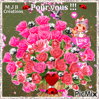 ..Bouquet de fleurs ..M J B Créations - GIF animé gratuit