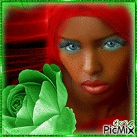 kobieta,czerwony ,zielony