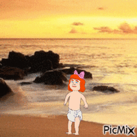 Baby at beach dixiefan1991 animuotas GIF