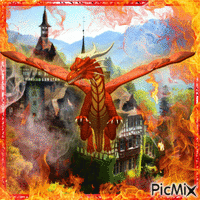 Flying Fire Dragon animovaný GIF