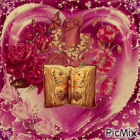 love of books and flowers animovaný GIF