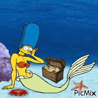 Mermaid Marge Simpson geanimeerde GIF