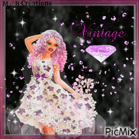 ..Femme  Vintage , aux  diamants .M J B Créations - Δωρεάν κινούμενο GIF