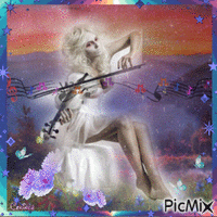 The violinist of love in light colors - GIF animé gratuit