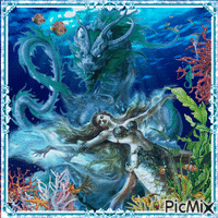 Der Drache und die Meerjungfrau - GIF เคลื่อนไหวฟรี