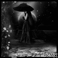 Gotische Frau mit Regenschirm