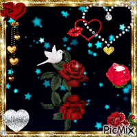 Hearts and roses GIF animado