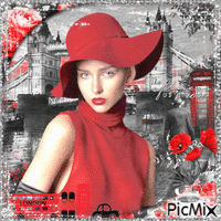 Woman with a Red Hat GIF animé
