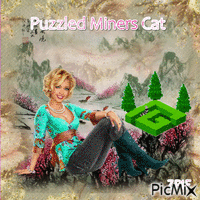 Puzzled Miners Cat - Безплатен анимиран GIF