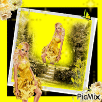 Portrait de femme en jaune