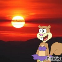 Sandy Cheeks sunset animovaný GIF