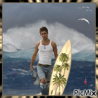 El surfista en la tormenta.. - GIF animado grátis