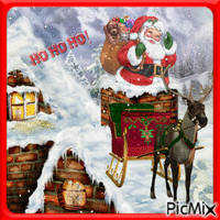 Le père Noël arrive par la cheminée.