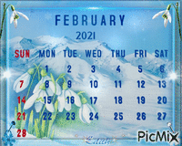 2021 February calendar - GIF animé gratuit