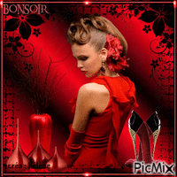 profil féminin sur fond rouge et noir - Darmowy animowany GIF