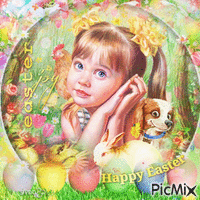 Happy Easter children girl - Ingyenes animált GIF